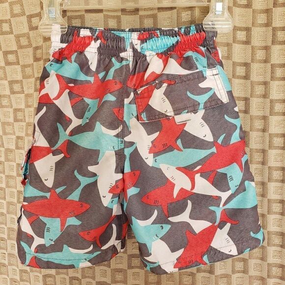 Snapper Rock Boys Swim Trunks 2T Sharks Graphic Blue/Red/White Quick Dry Beach - Picture 2 of 2